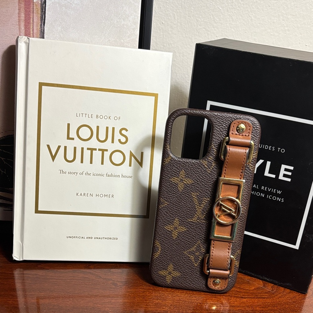 Louis Vuitton Monogram IPhone 12 Case with Tan and Gold Strap 💫 EUC
